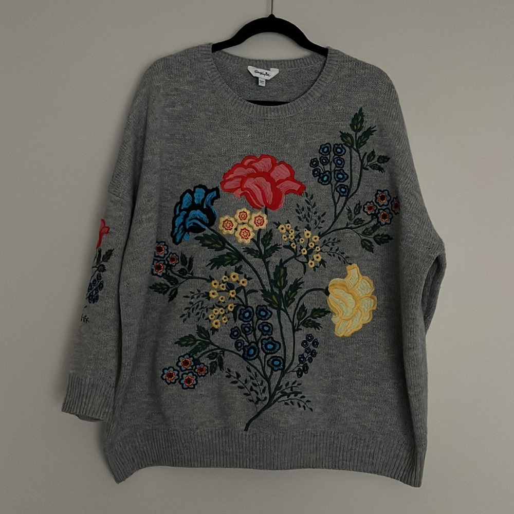 Simply Be Floral Embroidered Sweater Womens Plus Size 16/18**